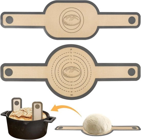 Piatto di silicone per teglia da pane 2 pezzi - piatto di silicone riciclabile con maniglie lunghe - sottopiatto per teglie da impasto
