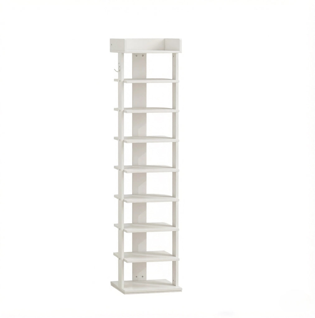 Scarpiera salvaspazio a 9 livelli bianca 30x30x128,4 cm