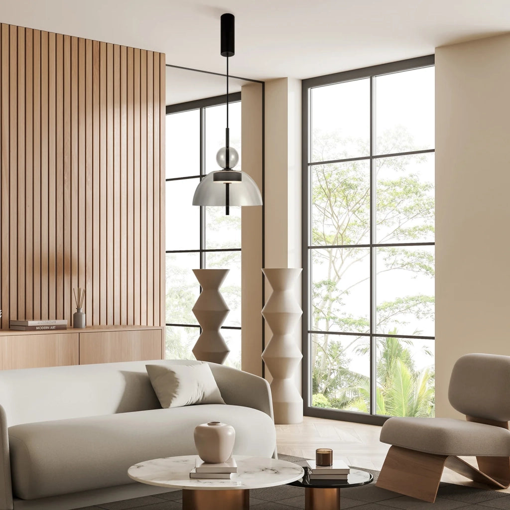 Maytoni Lampadario Moderno Bangkok 1 luce LED integrato nero metallo vetro