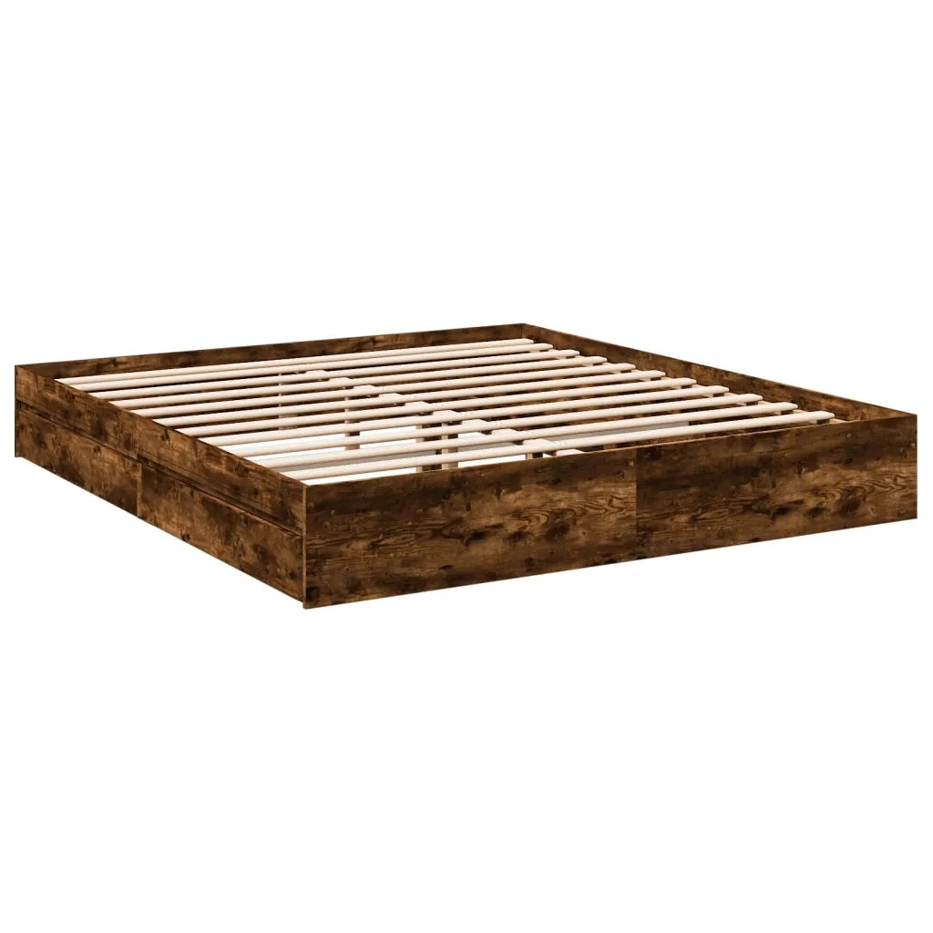 Giroletto con Cassetti Rovere Fumo 200x200 cm Legno Multistrato 3280633