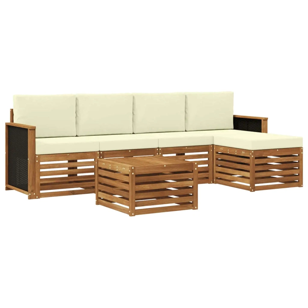 Set di divani da esterno con cuscino 6 pcs Naturale e Crema