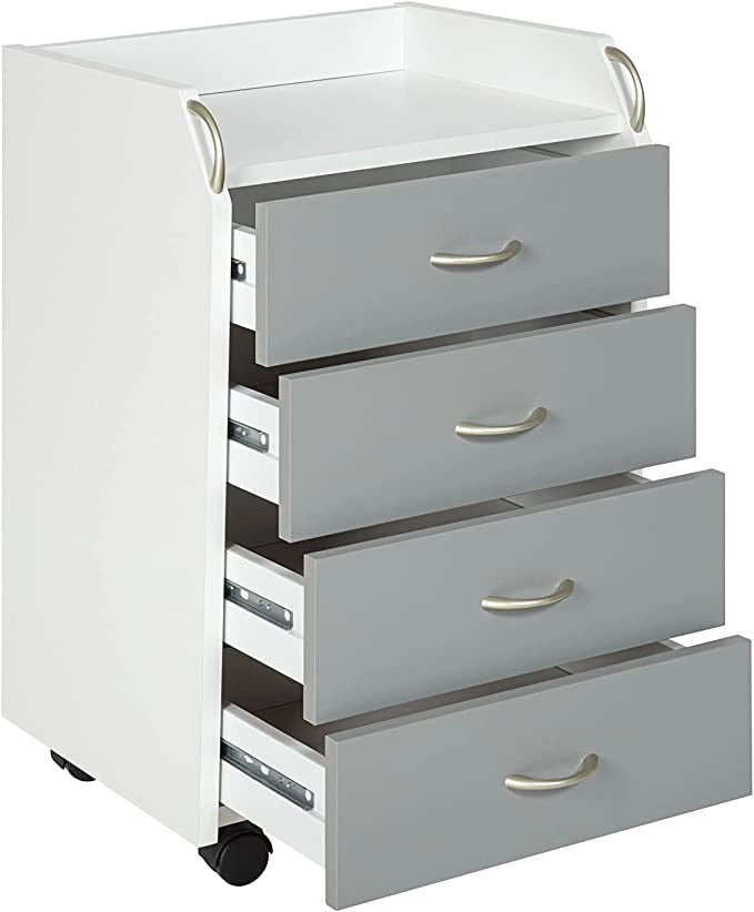 CASSETTIERA PRINTI 4 CASSETTI 40x36x64,5H LAMINATO BIANCO/GRIGIO