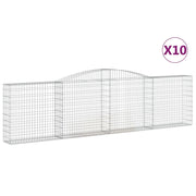 Cestini gabbioni recinzione a gabbia muro di contenimento ad arco 10 pezzi 400 x 30 x 100/120 cm ferro zincato argento 02_0040271