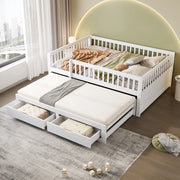 LETTO Multifunzionale 140x200 cm Bianco con letto estraibile e 2 cassetti