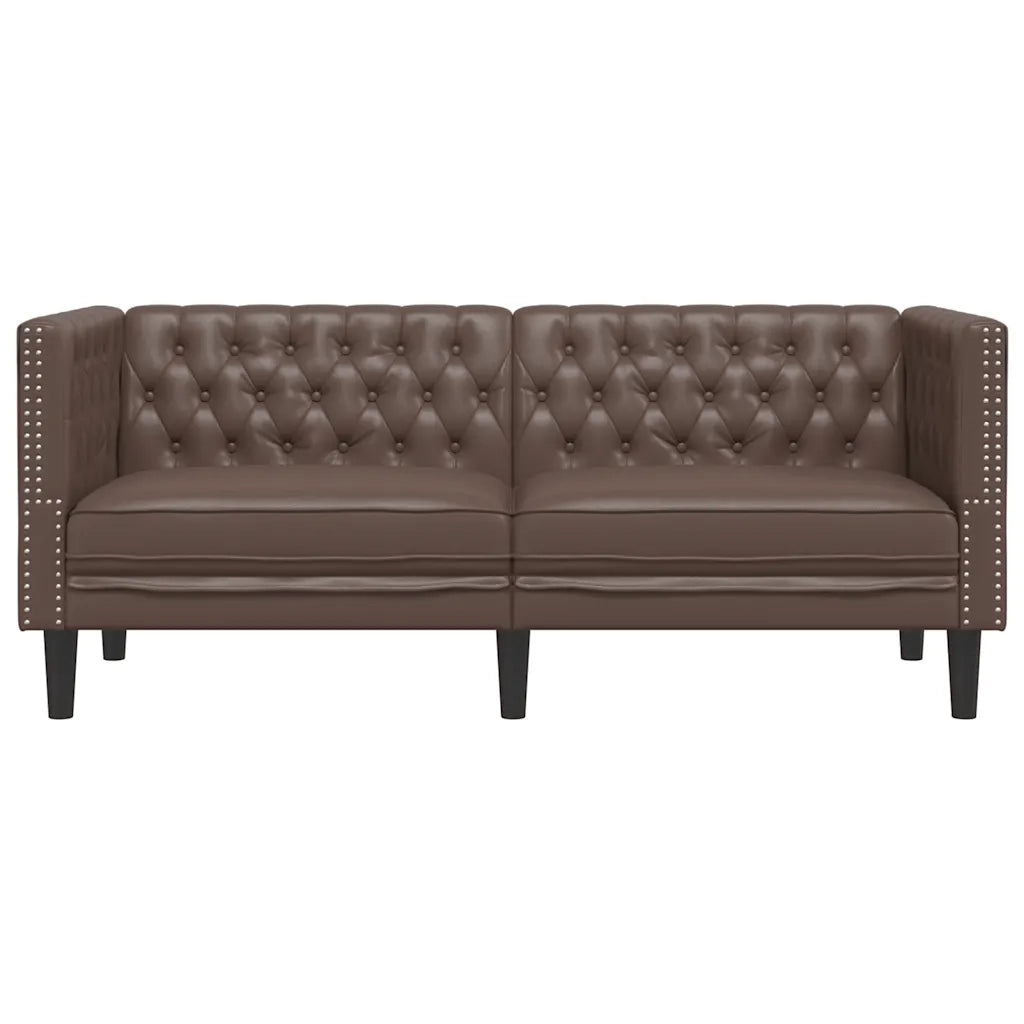 Divano Chesterfield a 2 Posti Marrone in Similpelle 372661