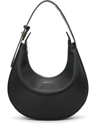 Borsa da spalla, stile casual per donne, cinturino regolabile in 3 posizioni, borsa con chiusura a raccatto, nera