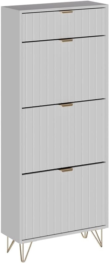Armadio per le scarpe Helge, Bianco, 60 x 145 cm 3 scomparti, autoportante per una conservazione salvaspazio nell’ingresso