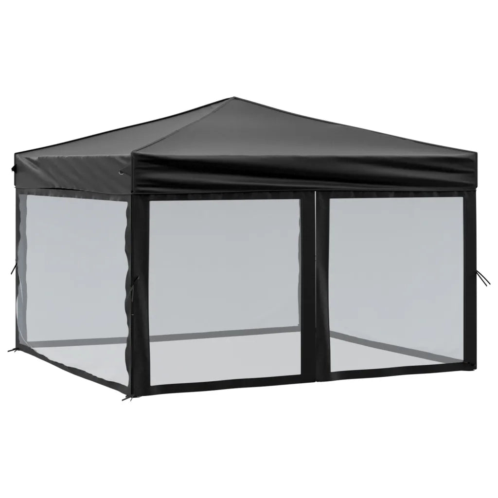 Tenda per Feste Pieghevole con Pareti Laterali-Tenda Gazebo Nero 3x3 m 861563