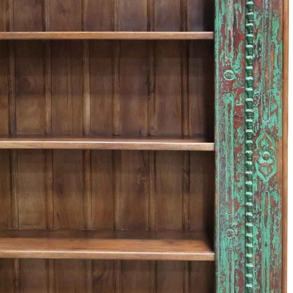 Libreria/scaffale in legno verde artigianale, 166x53x213h cm