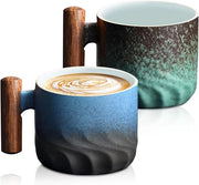 Koppe di caffè in porcellana, 2 pezzi di tazza per espresso, tazza per caffè con manico, tazza per cappuccino, 70 ml, tazza per tè, tazza per espresso, mini tazza per tè, moka per caffè, moka ceramica per espresso, tè e latte (blu).