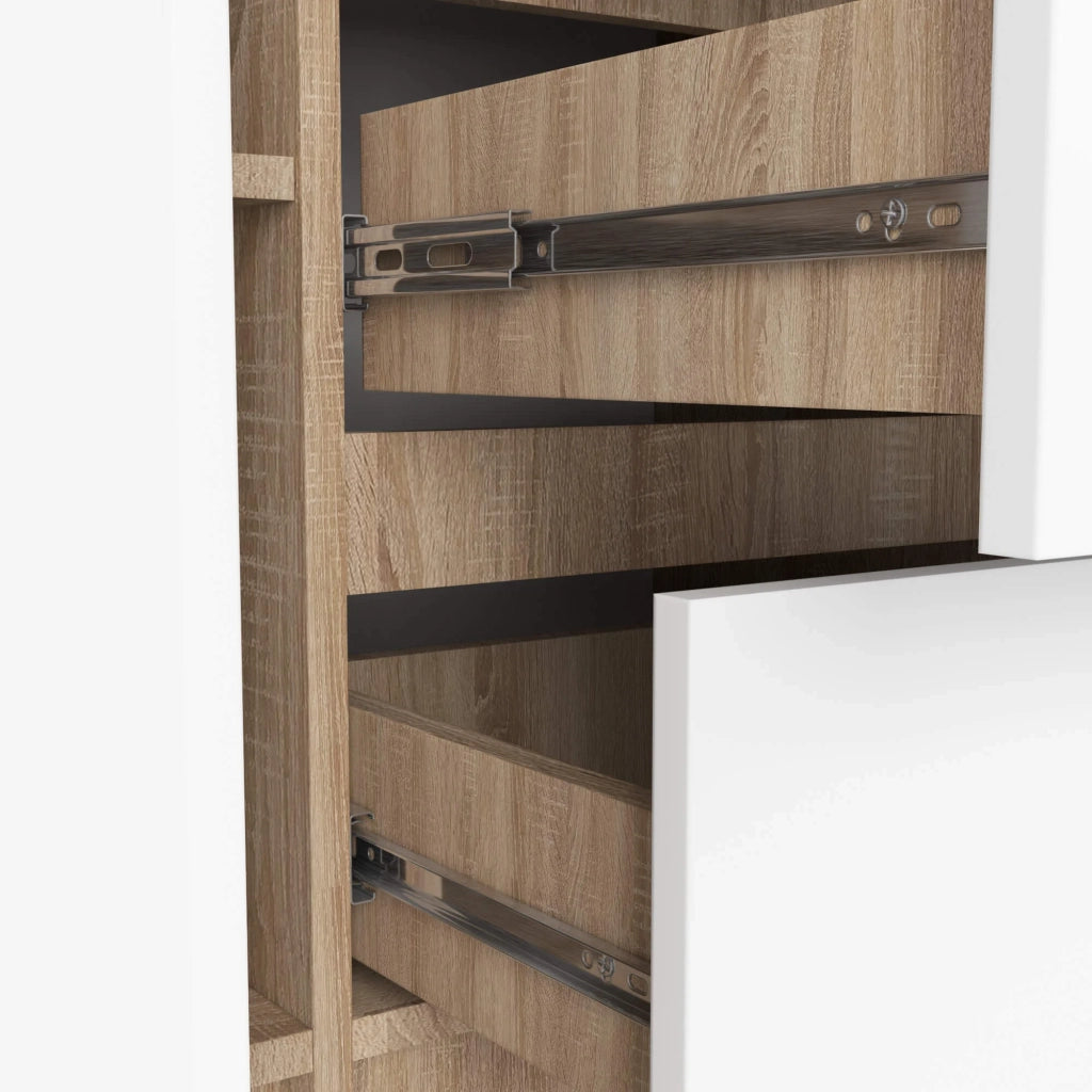 Cassettiera AKORD K100 Quercia Sonoma 101 cm 2 ante 3 cassetti inserto frontale Bianco 101x35x76 cm