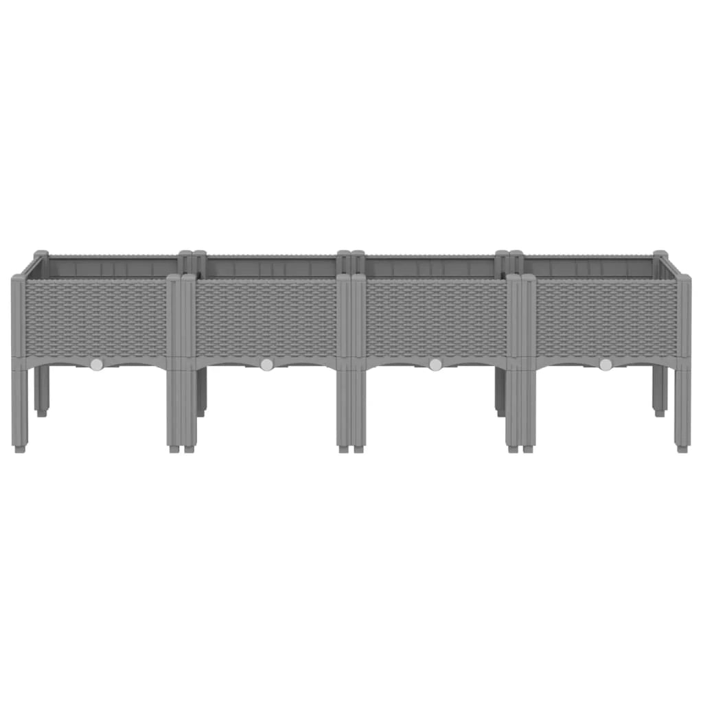 Fioriera rialzata per piante fiori terrazza giardino con gambe colore chiaro 160 x 40 x 42 cm PP grigio 02_0038174