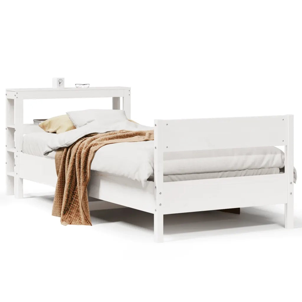 Letto singolo | Letto per adulti | Letto senza Materasso Bianco 75x190 in Legno Massello di Pino