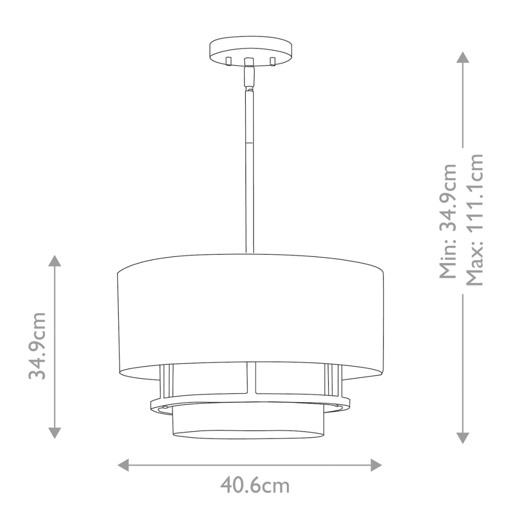 Plafoniera Graham nichel lucido 3xE14 40W Ø40,6cm Hinkley