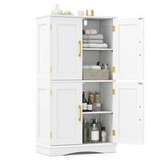 Armadio portaoggetti da terra per bagno con 4 ante e 2 ripiani regolabili-Credenza per cucina e soggiorno Bianco