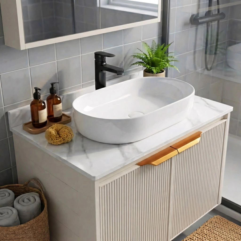 Set Di Mobili Da Bagno Con Top Marti 60cm Beige