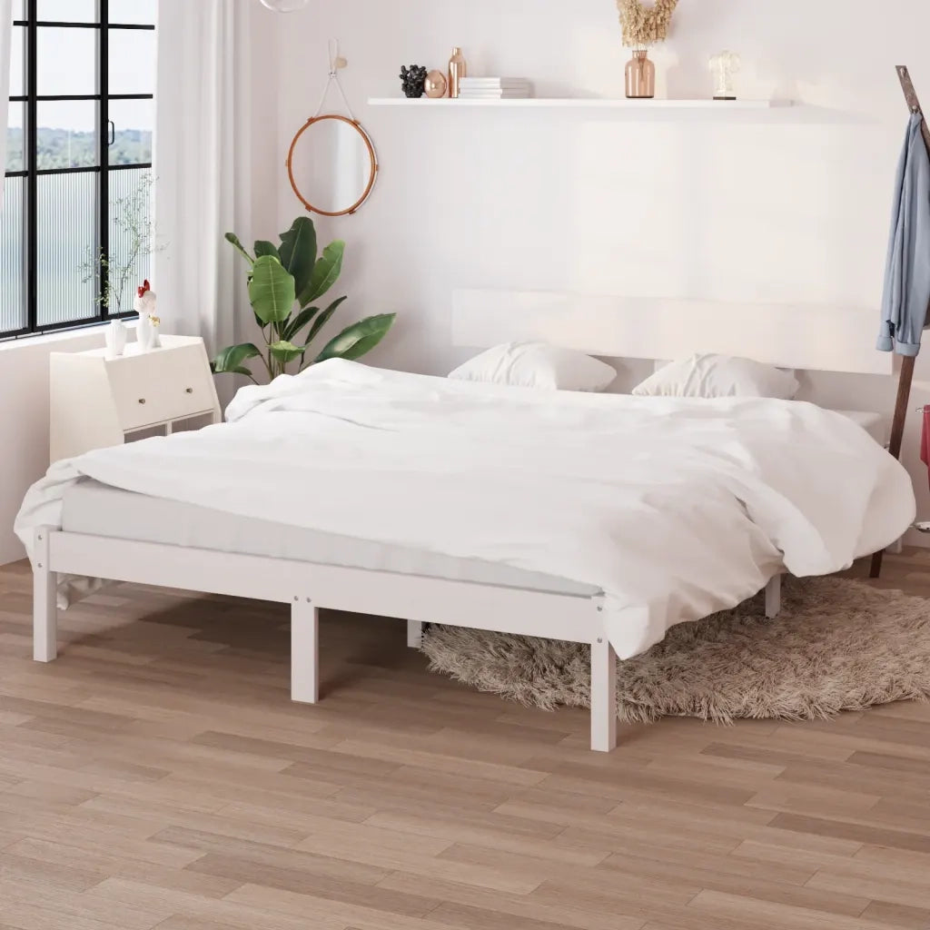 Giroletto-Struttura Letto in Legno Massello di Pino Bianco 160x200 cm