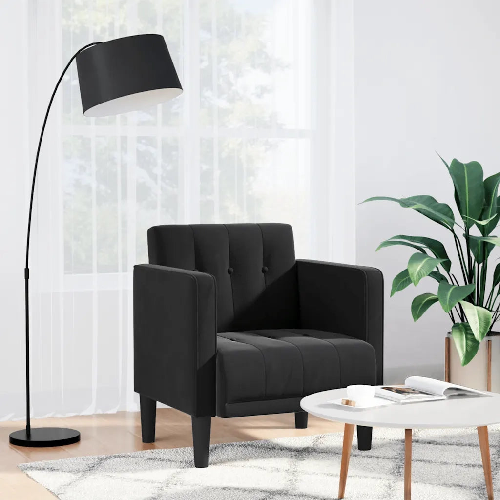 Divano Sedia con Braccioli-Poltrona-Sofa Relax Nero 53 cm in Velluto
