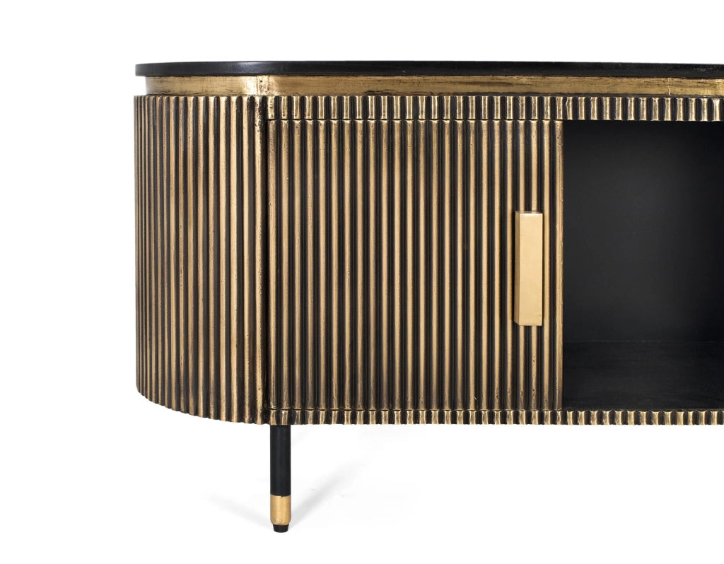 Mobile TV bronzo in legno di mango e bronzo 150 cm