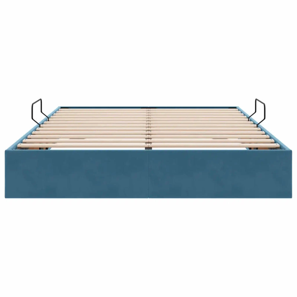 Letto ottomano con archiviazione Blu Scuro 140 x 190 cm Velluto
