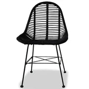 Sedie da Pranzo 2 pz | Sedie da cucina Nere in Rattan Naturale