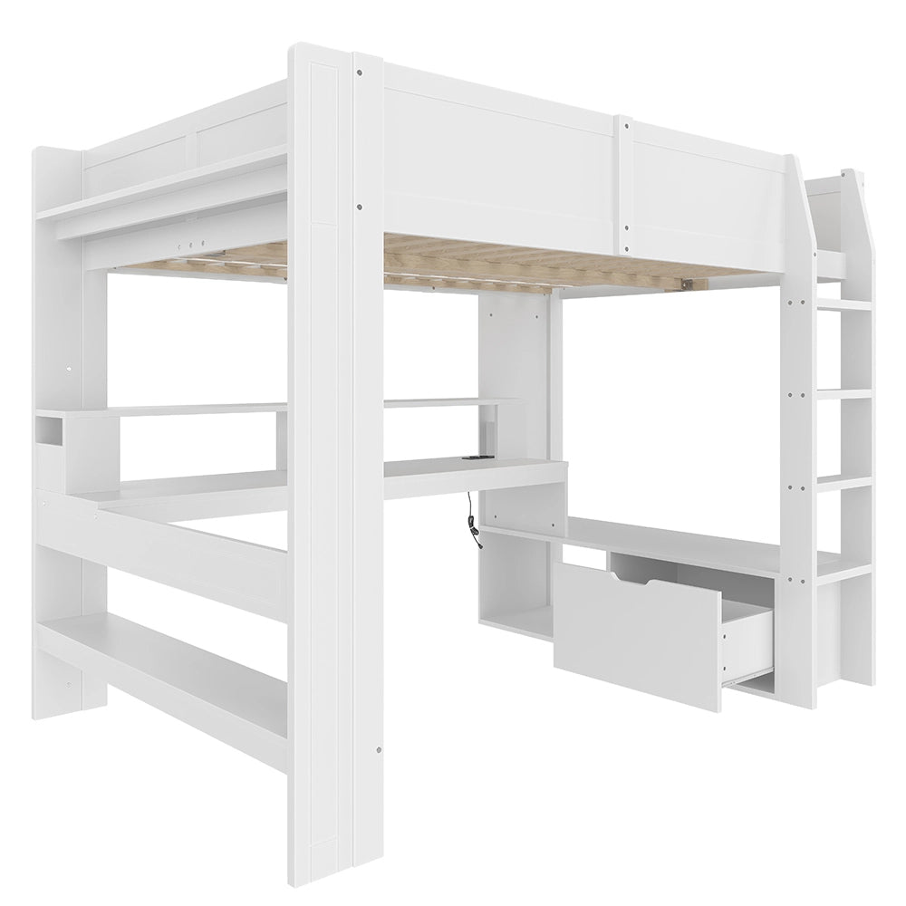 Letto gaming - Xylo - 140x200 cm LED scrivania bianco
