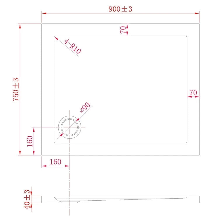 Piatto Doccia Slim 75x90x4 cm Rettangolare Acrilico Bordato Antracite Effetto Pietra mod. Flower
