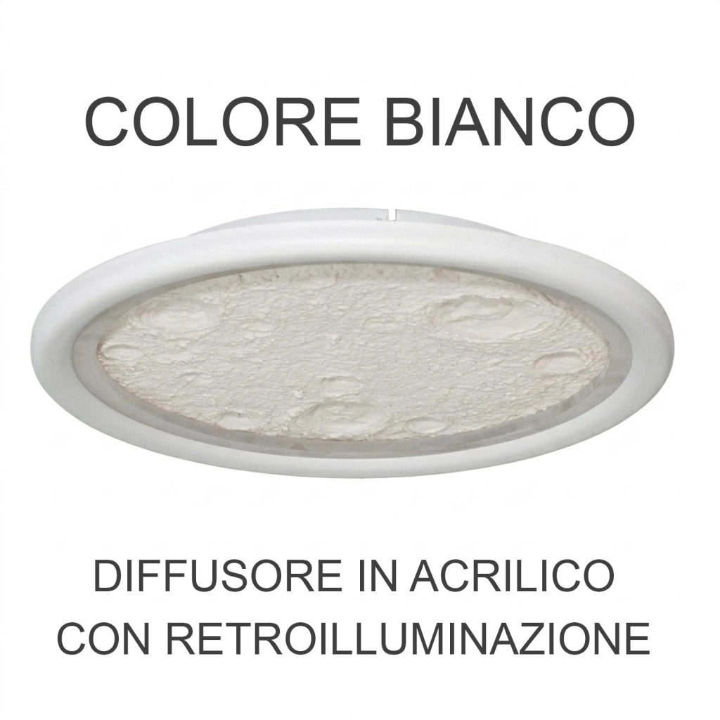 Plafoniera MOON LED CCT 60W Dimmerabile Lampada Tonda Effetto Luna Luce Soffitto Camera da Letto Bluetooth Telecomando