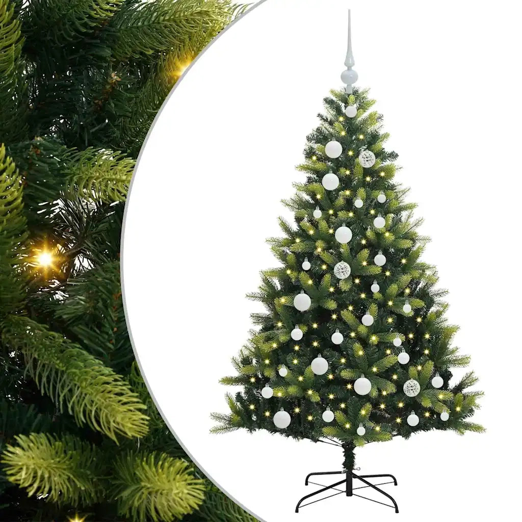 Albero di Natale Artificiale Pieghevole 150 LED Verde 120 cm 3395976