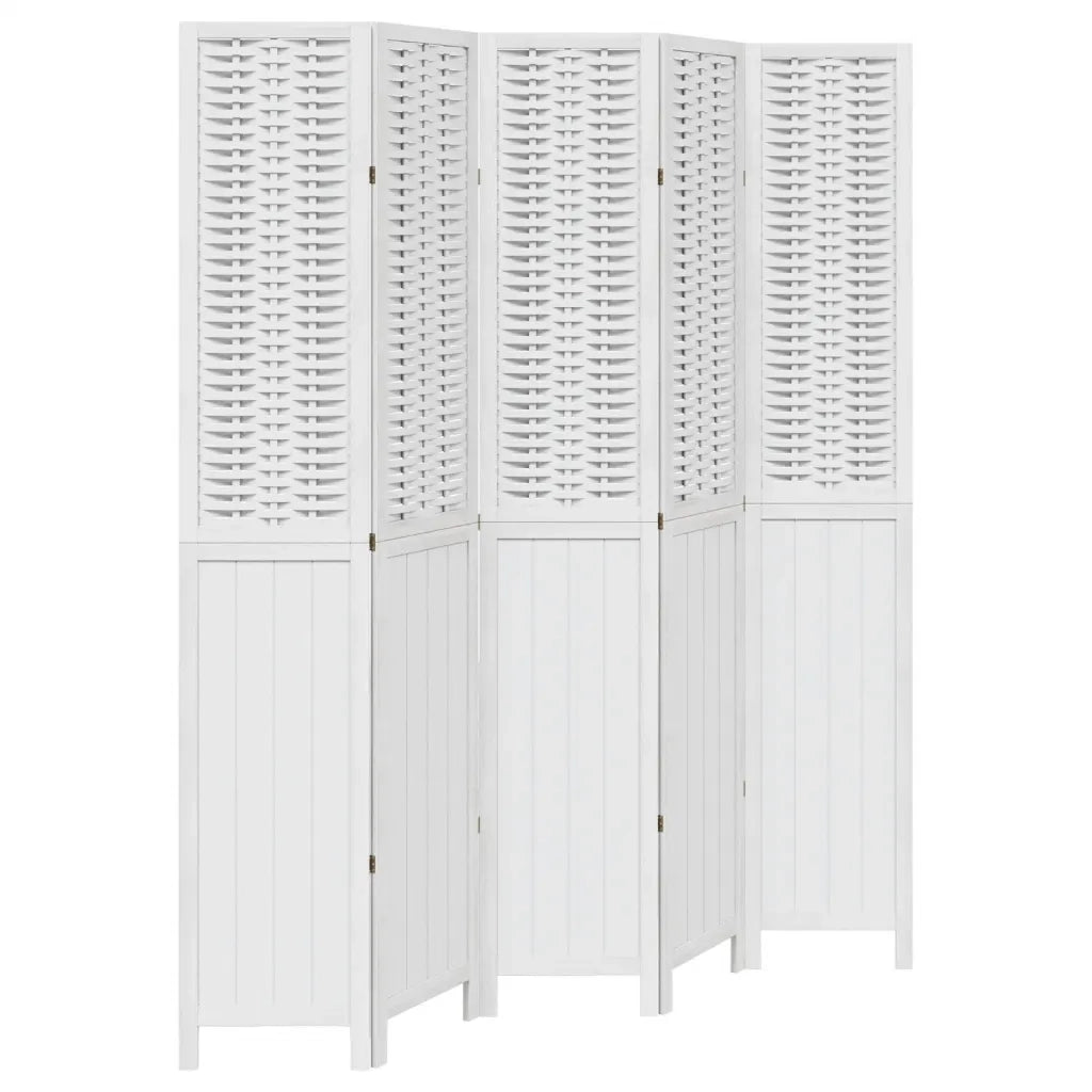 Divisorio Ambienti 5Pannelli Bianco Legno Massello di Paulownia 358728