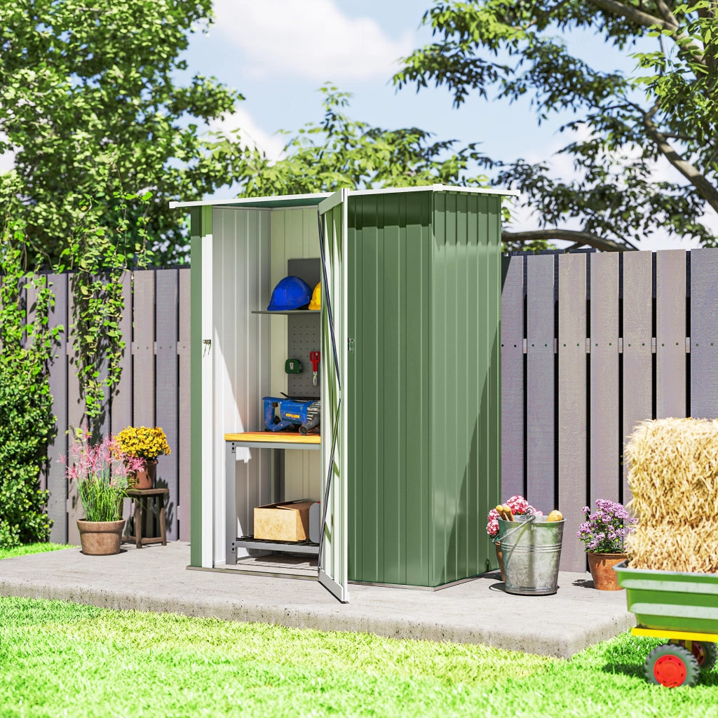 Casetta da giardino metallo ¨C zephmum ¨C Verde 142x86x189 cm