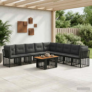 Set Divano da Giardino 10 pz Nero e Grigio scuro polyrattan 3437873