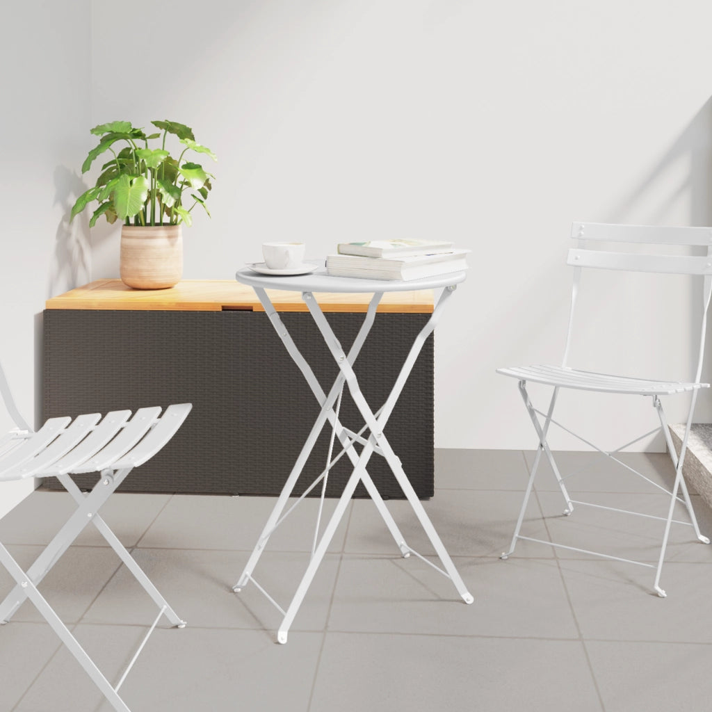 Tavolo da Bistrot Pieghevole Bianco Ã˜50x71 cm in Acciaio Verniciato