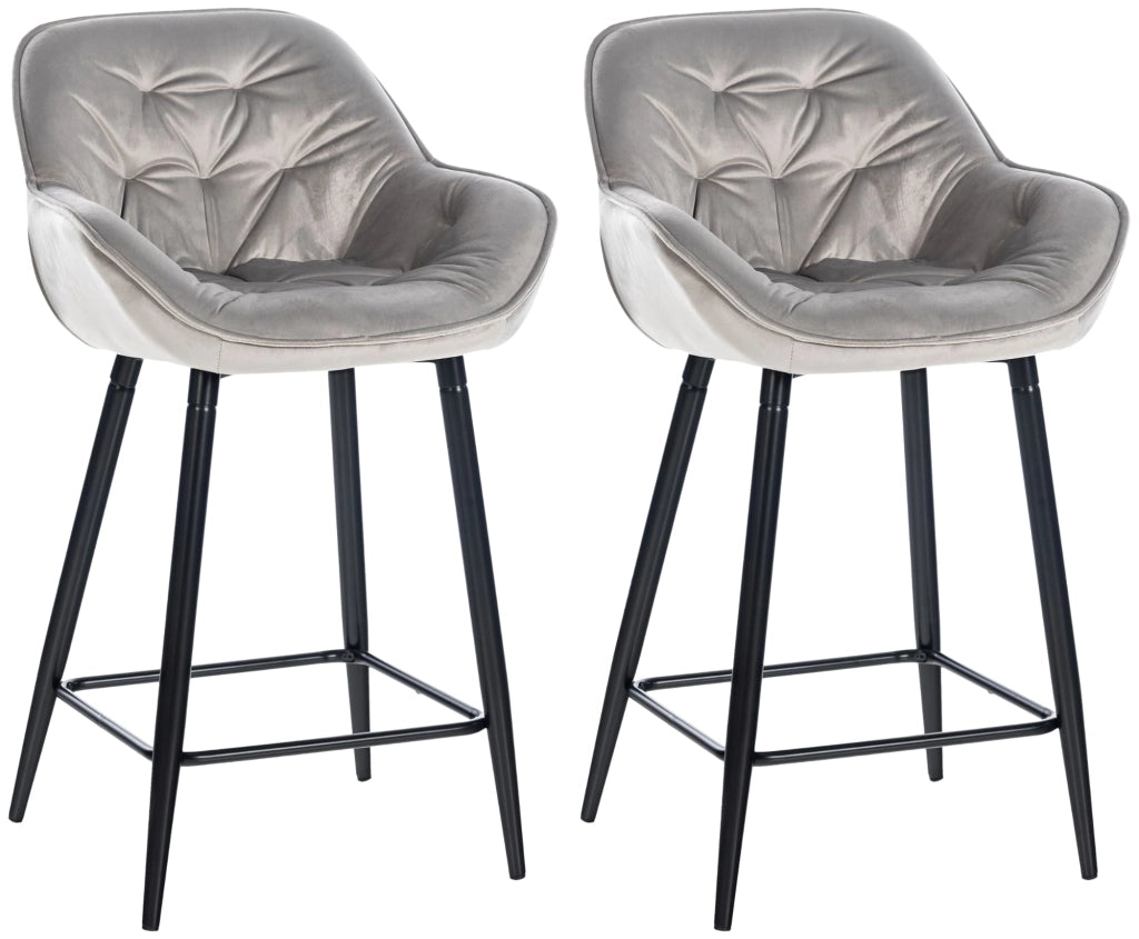 Set di 2 sgabelli da bar Gibson grigio,Velluto