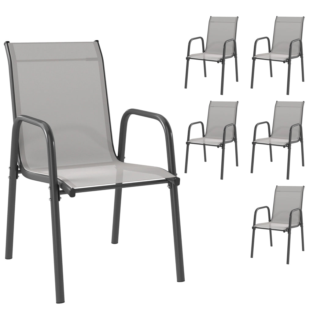 Sedia da giardino esterna impilabile con braccioli ¨C zephmum ¨C grigio