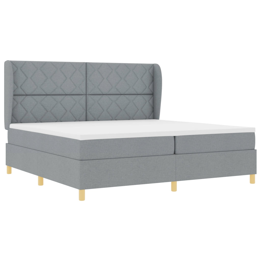 Letto a Box Spring con Materasso Grigio Chiaro 200x200 cm Tessuto