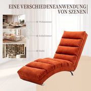 Chaise Longue Massaggiante Fissa 140° con Vibrazione Delicata e Tasca Laterale; Supporto Totale in Lino Arancione