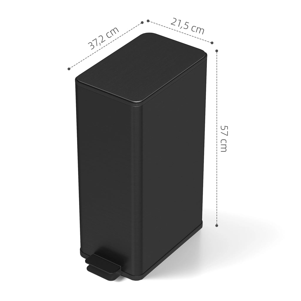 Pattumiera 20L ¨C Xylo ¨C Coperchio Soft-Close, Acciaio Inox, Nero