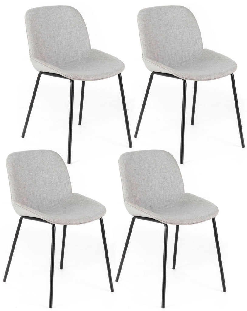 Set 4 Sedie 57x46xH80 cm in Tessuto Eva Grigio Chiaro