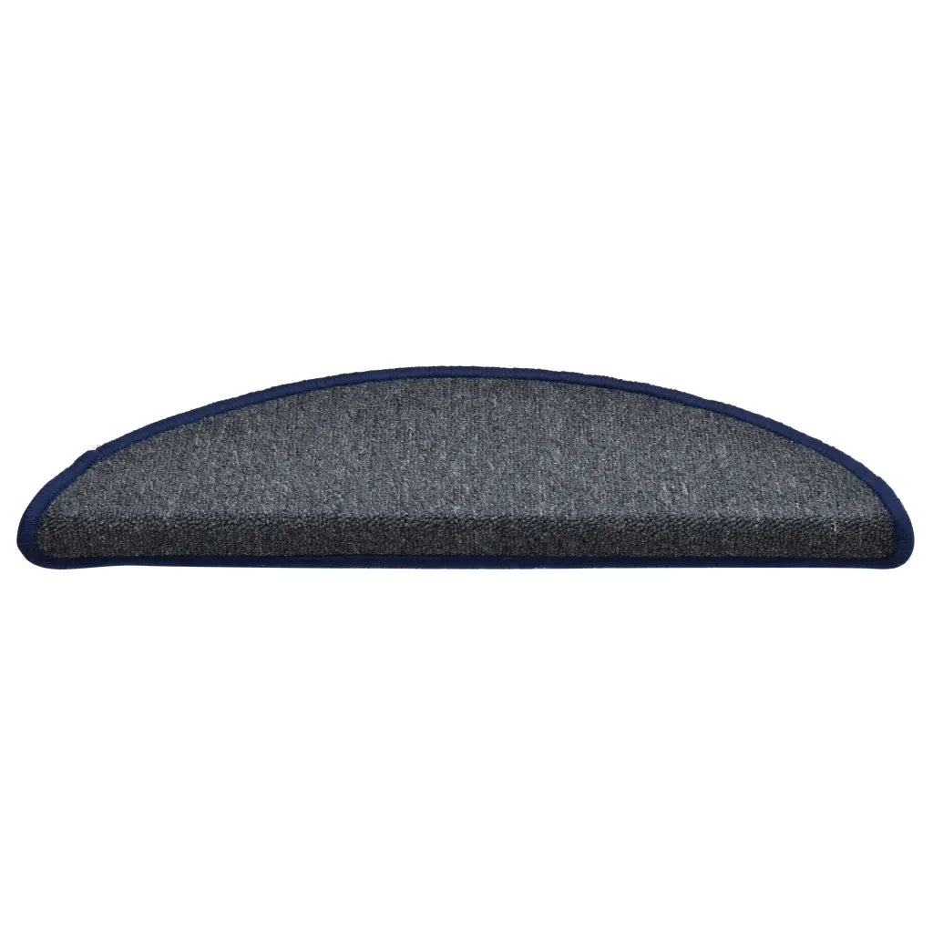 Tappetini per scale 15 pz | Gradini per Scale 56x17x3 cm Grigio scuro e blu semicircolari