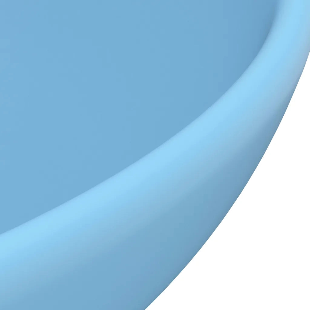 Lavandino Lusso Rotondo Azzurro Opaco 32,5x14 cm in Ceramica cod mxl 49508