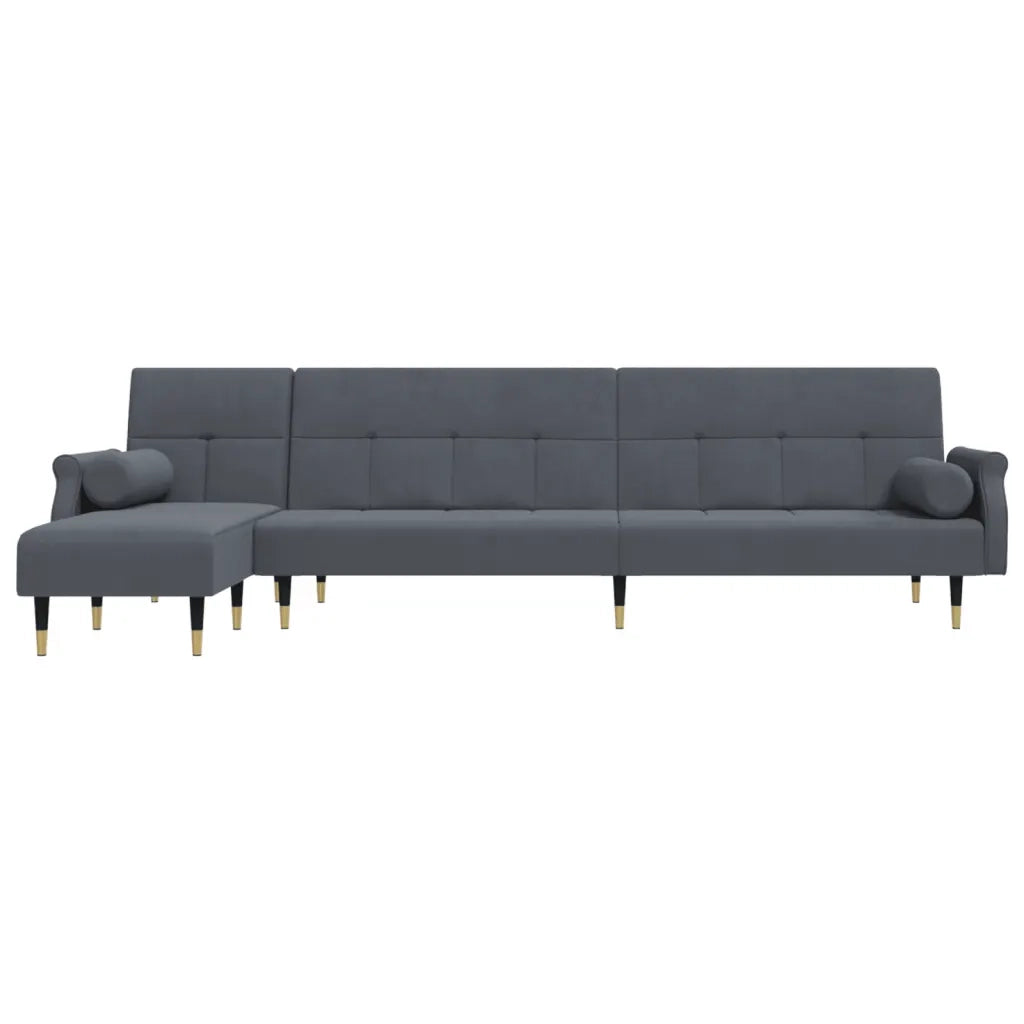 Divano Letto a L Grigio Scuro 271x140x70 cm in Velluto 3157222