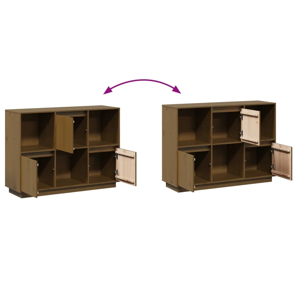 Credenza | Madia | Buffet da pranzo | Armadio da pranzo Marrone Ambrato 110,5x35x80 cm Legno Massello di Pino