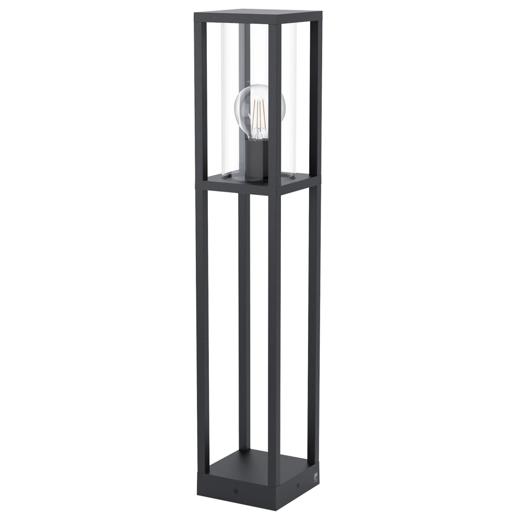 Piantana Esterno Contemporaneo Cascinetta Alluminio Nero Vetro Bianco 1 Luce E27