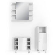 Vicco Set mobili bagno Bianco lucido 3 parti, con mobile midi
