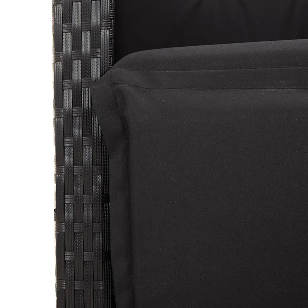 Set da BistrÃ² 3 pz con Cuscini Nero in Polyrattan