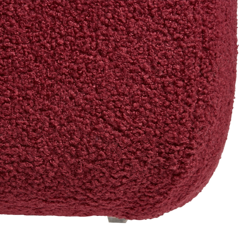 Pouf quadrato in bouclé rosso elemento d'arredo moderno per salotto o camera da letto