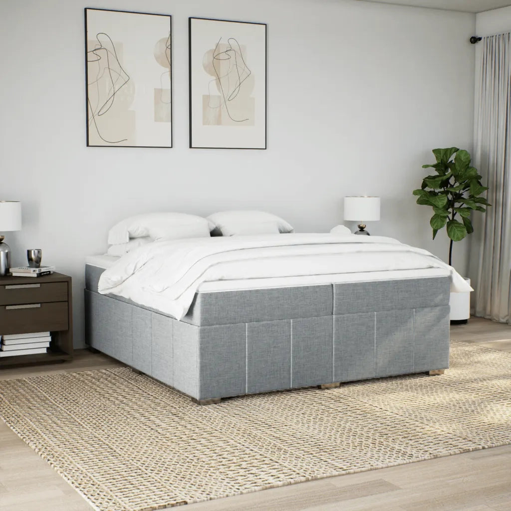 Giroletto a Molle con Materasso Grigio Chiaro 200x200cm Tessuto