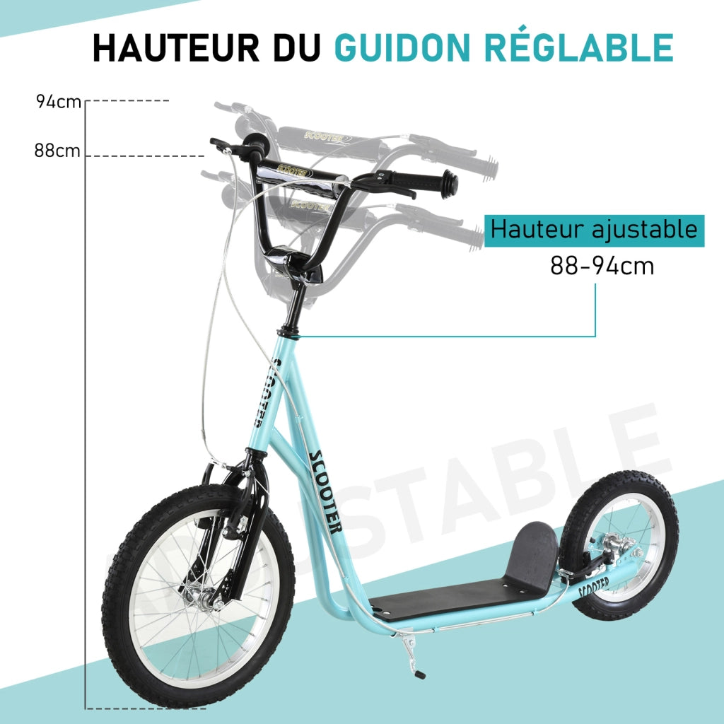 Trottinette Grandi Ruote Pneumatiche ¨C zephmum ¨C Blu Cielo Nero
