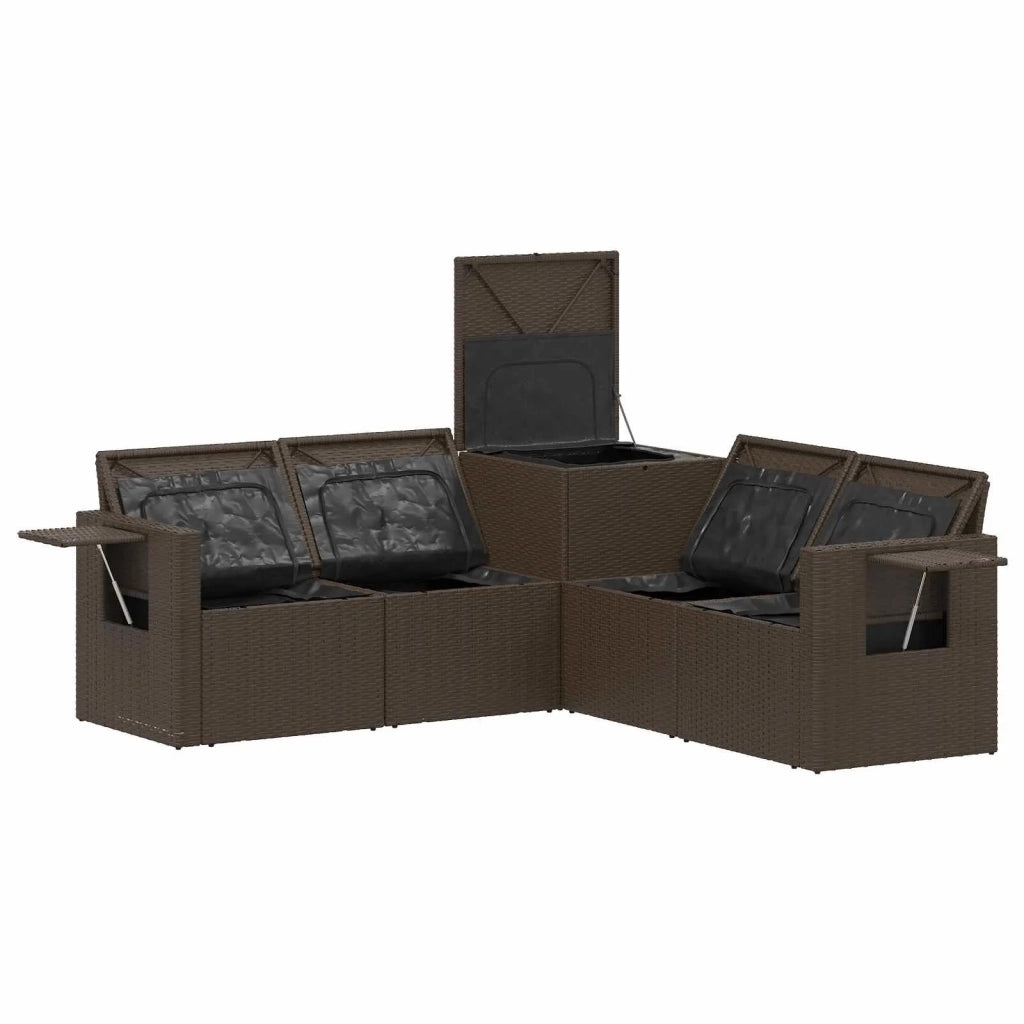 Set di divani 5 pz Marrone e Bianco Crema 3447876